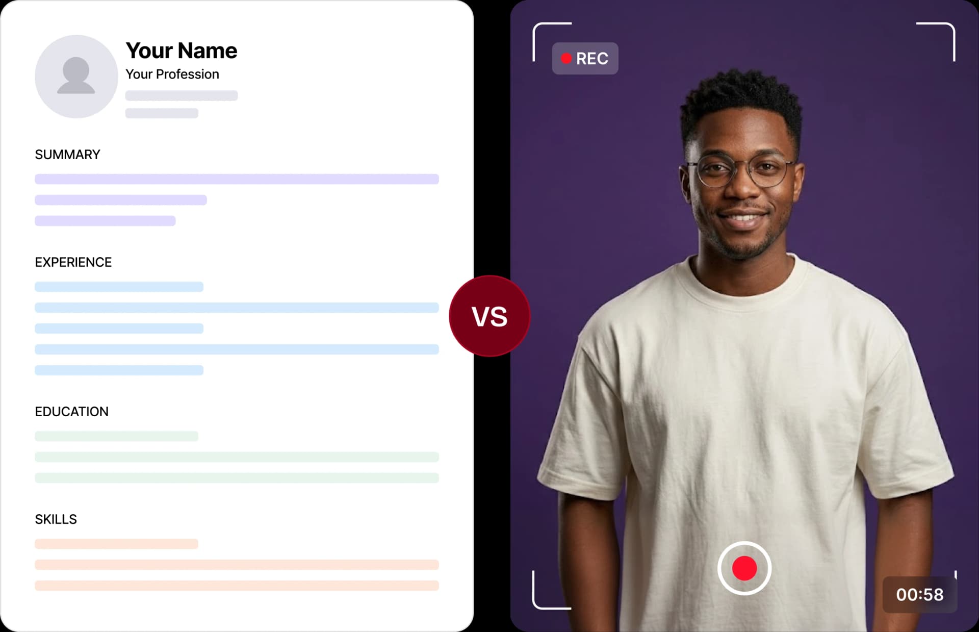 Traditional resume vs video CV comparison